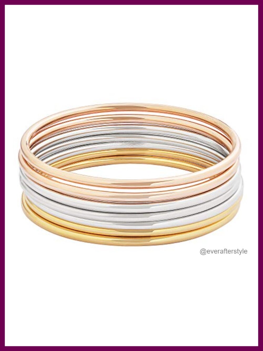 Stainless Steel Round Bangle Bracelet Set for Women Set of 7 Stackable